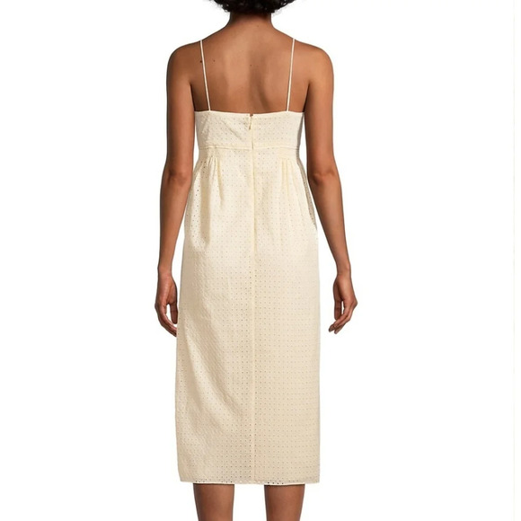 Rebecca Taylor Beige/Cream Lyra Embroidered cutout Midi dress Sz  10 Eyelets - Picture 3 of 16